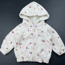 Load image into Gallery viewer, Girls Mango, floral fleece lined zip hoodie sweater, FUC, size 0,  