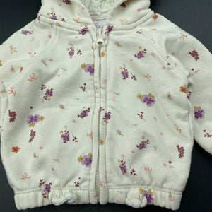 Girls Mango, floral fleece lined zip hoodie sweater, FUC, size 0,  