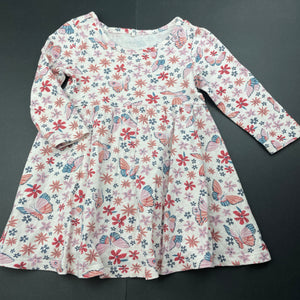 Girls Anko, floral cotton long sleeve dress, FUC, size 1, L: 40cm