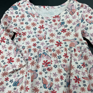 Girls Anko, floral cotton long sleeve dress, FUC, size 1, L: 40cm