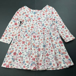 Girls Anko, floral cotton long sleeve dress, FUC, size 1, L: 40cm