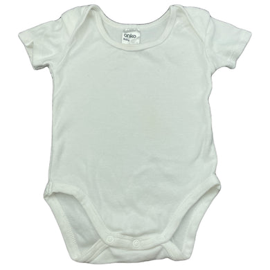 unisex Anko, white cotton bodysuit / romper, FUC, size 00,  