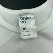 Load image into Gallery viewer, unisex Anko, white cotton bodysuit / romper, FUC, size 00,  