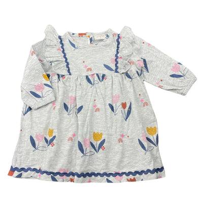 Girls Jack & Milly, floral long sleeve casual dress, FUC, size 00, L: 35cm