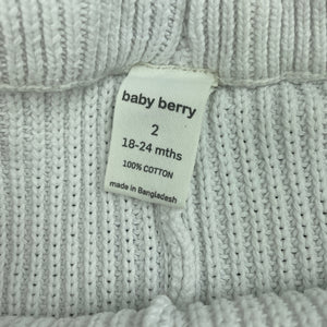 Girls Baby Berry, white knitted cotton leggings / bottoms, EUC, size 2,  