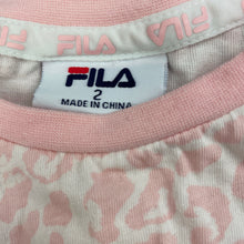 Load image into Gallery viewer, Girls FILA, cotton animal print short sleeve dress, EUC, size 2, L: 43cm