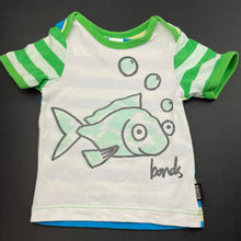 Load image into Gallery viewer, Boys Bonds, stretchy t-shirt / top, fish, GUC, size 000,  