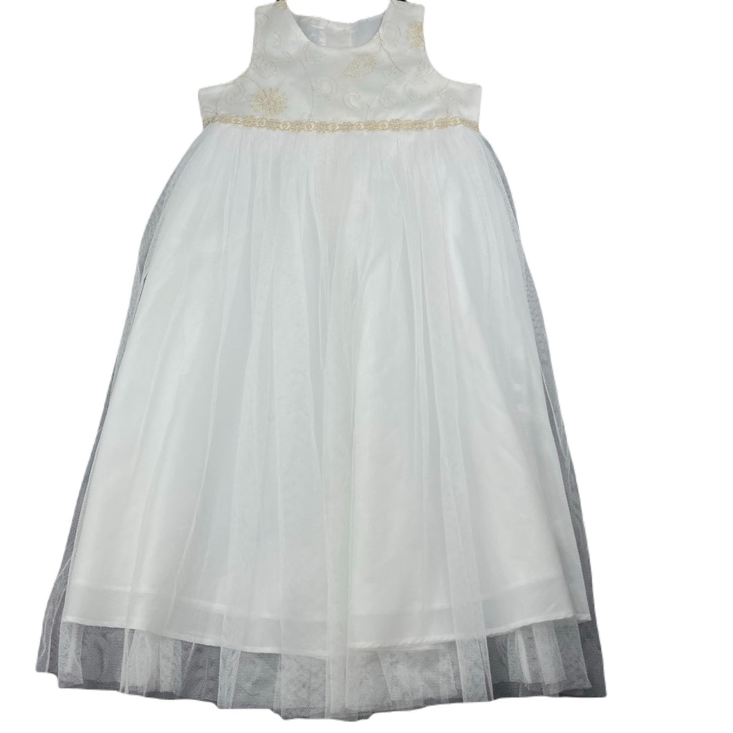 Girls BIANNE, embroidered tulle formal / flower girl dress, FUC, size 5, L: 72cm