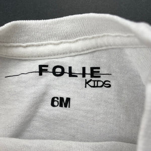 Boys FOLIE KIDS, white cotton t-shirt / top, FUC, size 6 months,  