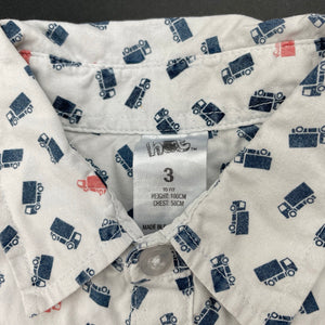 Boys H&T, lightweight cotton short sleeve shirt, FUC, size 3,  