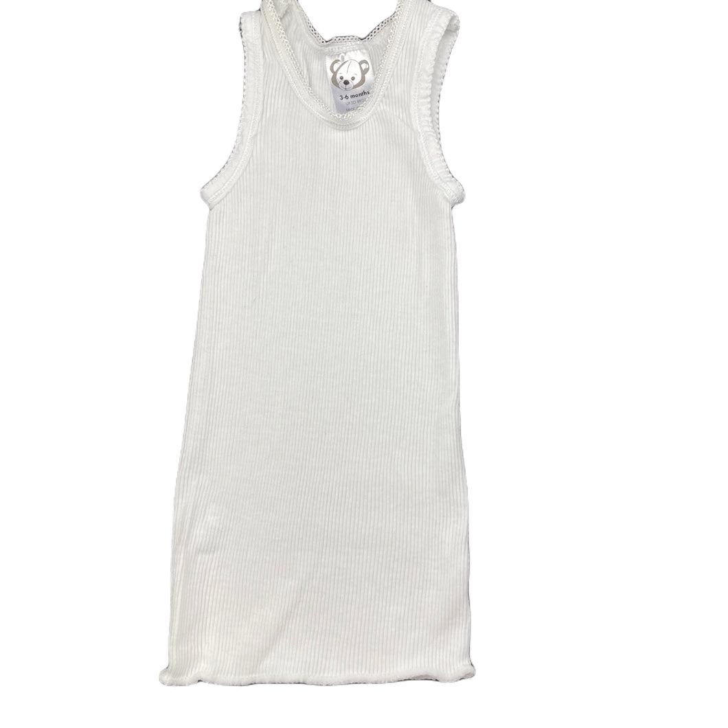 unisex Target, white ribbed cotton singlet top, EUC, size 00,  