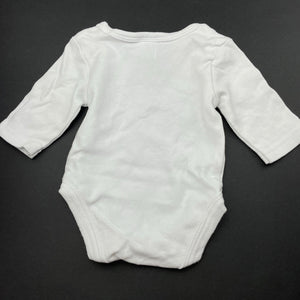 unisex Baby Berry, white cotton bodysuit / romper, GUC, size 0000,  