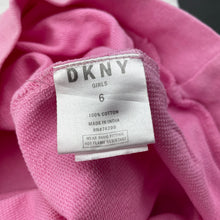 Load image into Gallery viewer, Girls DKNY, cotton hooded t-shirt dress, GUC, size 6, L: 60cm