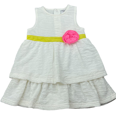Girls Baby Essentials, cream tiered dress, EUC, size 2, L: 44cm