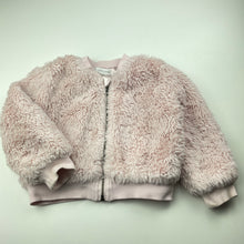 Load image into Gallery viewer, Girls David Jones, lined faux fur jacket / coat, L: 31cm, discolouration on cuffs, FUC, size 3,  