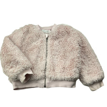 Load image into Gallery viewer, Girls David Jones, lined faux fur jacket / coat, L: 31cm, discolouration on cuffs, FUC, size 3,  