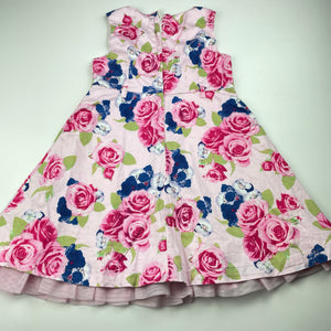 Girls Pumpkin Patch, cotton lined floral dress, marks front & back, FUC, size 4, L: 55cm