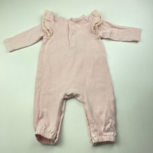 Load image into Gallery viewer, Girls Sprout, pink stretchy romper, unicorn, EUC, size 000,  