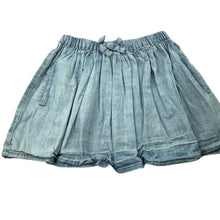 Load image into Gallery viewer, Girls Cotton On, blue chambray cotton skirt, elasticated, L: 29cm, FUC, size 4,  