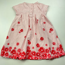 Load image into Gallery viewer, Girls Jasper Conran, pink floral stretchy short sleeve dress, EUC, size 0, L: 42cm