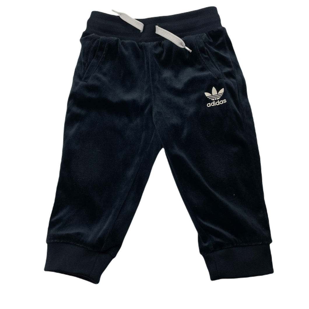 Girls Adidas, black velour track pants, elasticated, GUC, size 0,  