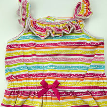 Load image into Gallery viewer, Girls Ollies Place, colourful striped stretchy summer playsuit, FUC, size 1,  