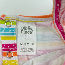 Load image into Gallery viewer, Girls Ollies Place, colourful striped stretchy summer playsuit, FUC, size 1,  