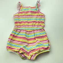 Load image into Gallery viewer, Girls Ollies Place, colourful striped stretchy summer playsuit, FUC, size 1,  
