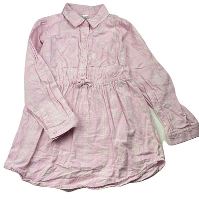 Girls Kids & Co, pink cotton shirt dress, GUC, size 7, L: 53cm