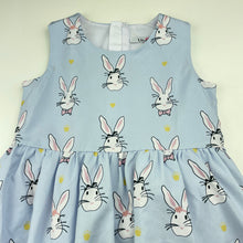 Load image into Gallery viewer, Girls Mevis, lined lightweight dress, rabbits, EUC, size 3, L: 48cm