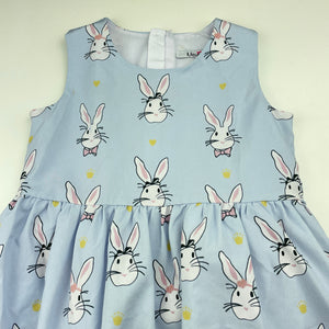 Girls Mevis, lined lightweight dress, rabbits, EUC, size 3, L: 48cm
