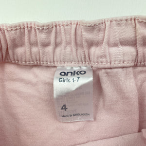 Girls Anko, pink stretch cotton skirt, elasticated, L: 25cm, GUC, size 4,  