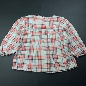 Girls Mango, checked flannel cotton long sleeve top, FUC, size 3,  