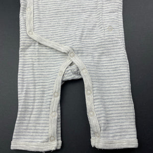 unisex Cotton On, grey stripe stretchy romper, GUC, size 0000,  