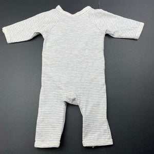 unisex Cotton On, grey stripe stretchy romper, GUC, size 0000,  