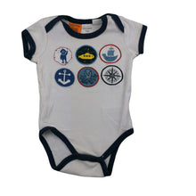Load image into Gallery viewer, Baby Patch soft cotton bodysuit / romper, nautical, size 000, Pre-loved