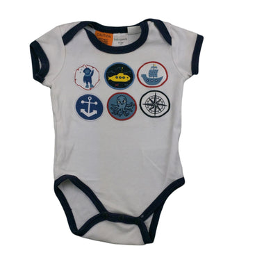 Baby Patch soft cotton bodysuit / romper, nautical, size 000, Pre-loved