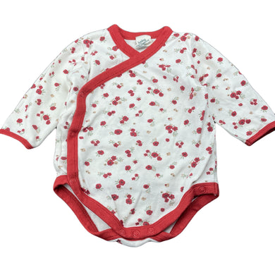 Girls Baby Berry, floral organic cotton romper, GUC, size 0,  