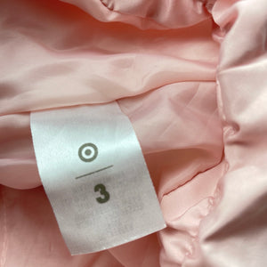 Girls Target, pink hooded jacket / coat, marks on front, FUC, size 3,  