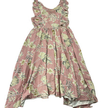 Load image into Gallery viewer, Girls Designer Kidz, stretchy floral dress, marks on front, FUC, size 5, L: 62cm at front