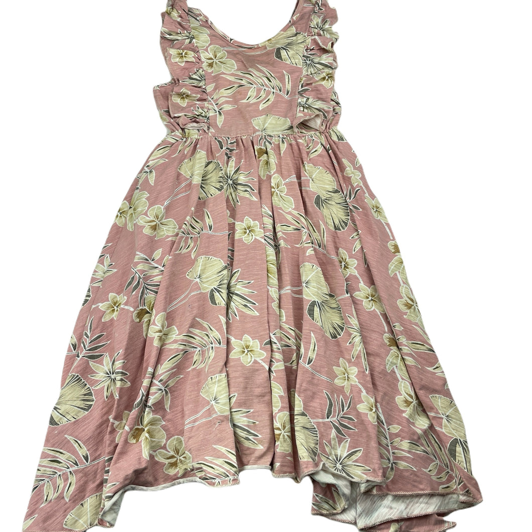 Girls Designer Kidz, stretchy floral dress, marks on front, FUC, size 5, L: 62cm at front