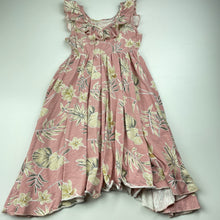 Load image into Gallery viewer, Girls Designer Kidz, stretchy floral dress, marks on front, FUC, size 5, L: 62cm at front