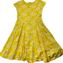 Load image into Gallery viewer, Girls PALM TREE, lined yellow floral cotton dress, FUC, size 6, L: 62cm