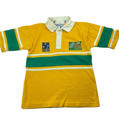 unisex Rugby Originals Official, vintage Australia Rugby World Cup 2003 cotton jersey, small fix lower front left, FUC, size 6,  