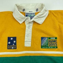 Load image into Gallery viewer, unisex Rugby Originals Official, vintage Australia Rugby World Cup 2003 cotton jersey, small fix lower front left, FUC, size 6,  