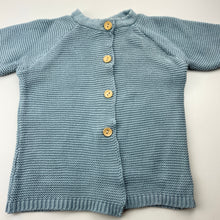 Load image into Gallery viewer, Girls GEM LOOK, blue knitted cotton cardigan / sweater, light mark on cuff, FUC, size 1,  