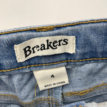 Load image into Gallery viewer, Girls Breakers, blue stretch denim shorts, adjustable, FUC, size 4,  