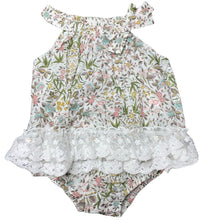 Load image into Gallery viewer, Girls Bebe by Minihaha, lace trim lightweight cotton summer romper, EUC, size 0,  