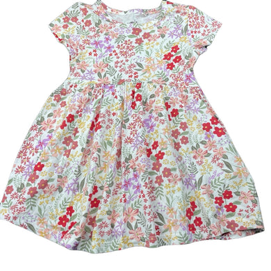 Girls Anko, floral cotton short sleeve dress, GUC, size 1, L: 45cm