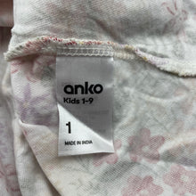 Load image into Gallery viewer, Girls Anko, floral cotton short sleeve dress, GUC, size 1, L: 45cm